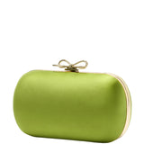Clutch con cristalli satinata in verde 