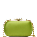 Clutch con cristalli satinata in verde 