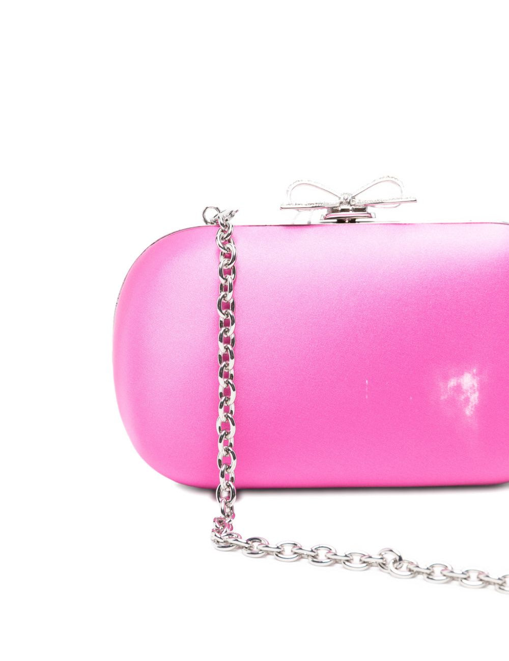 Clutch in raso con fiocco in rosa 