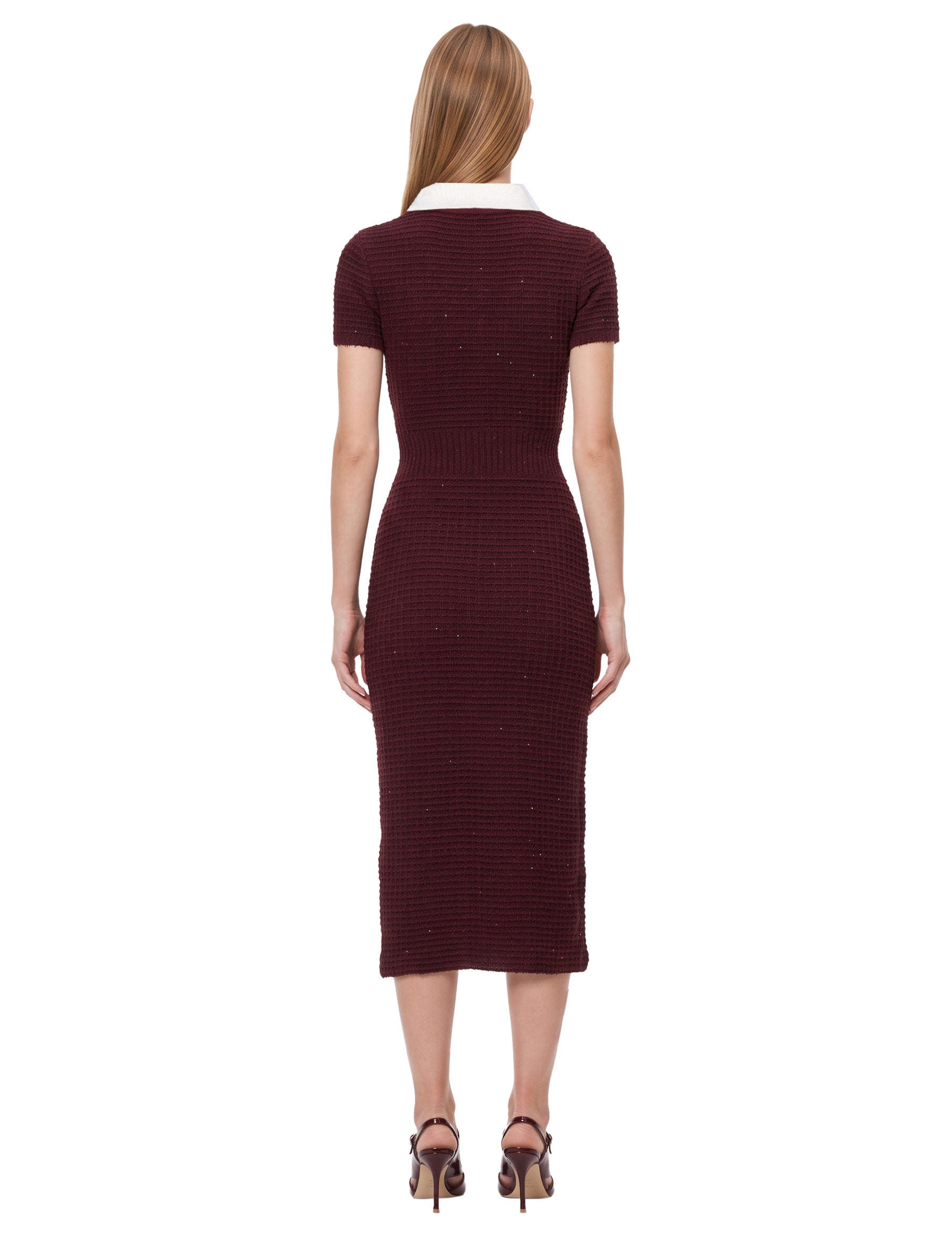 Abito midi in maglia bordeaux 