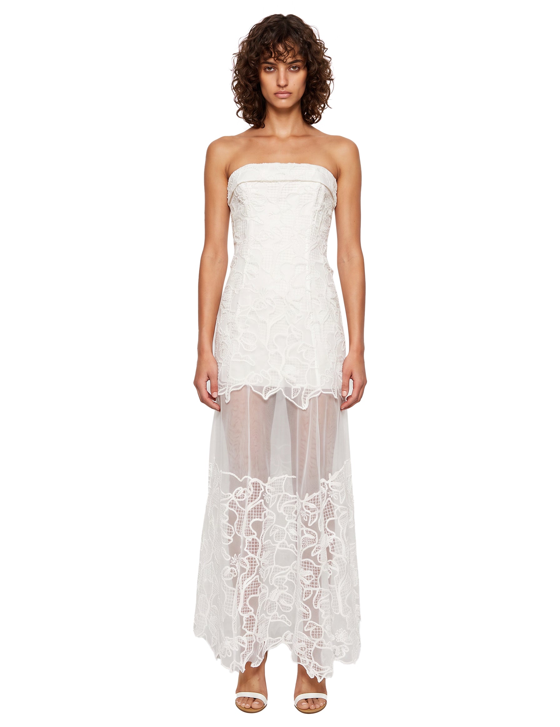 Abito lungo bustier Rennis in bianco 