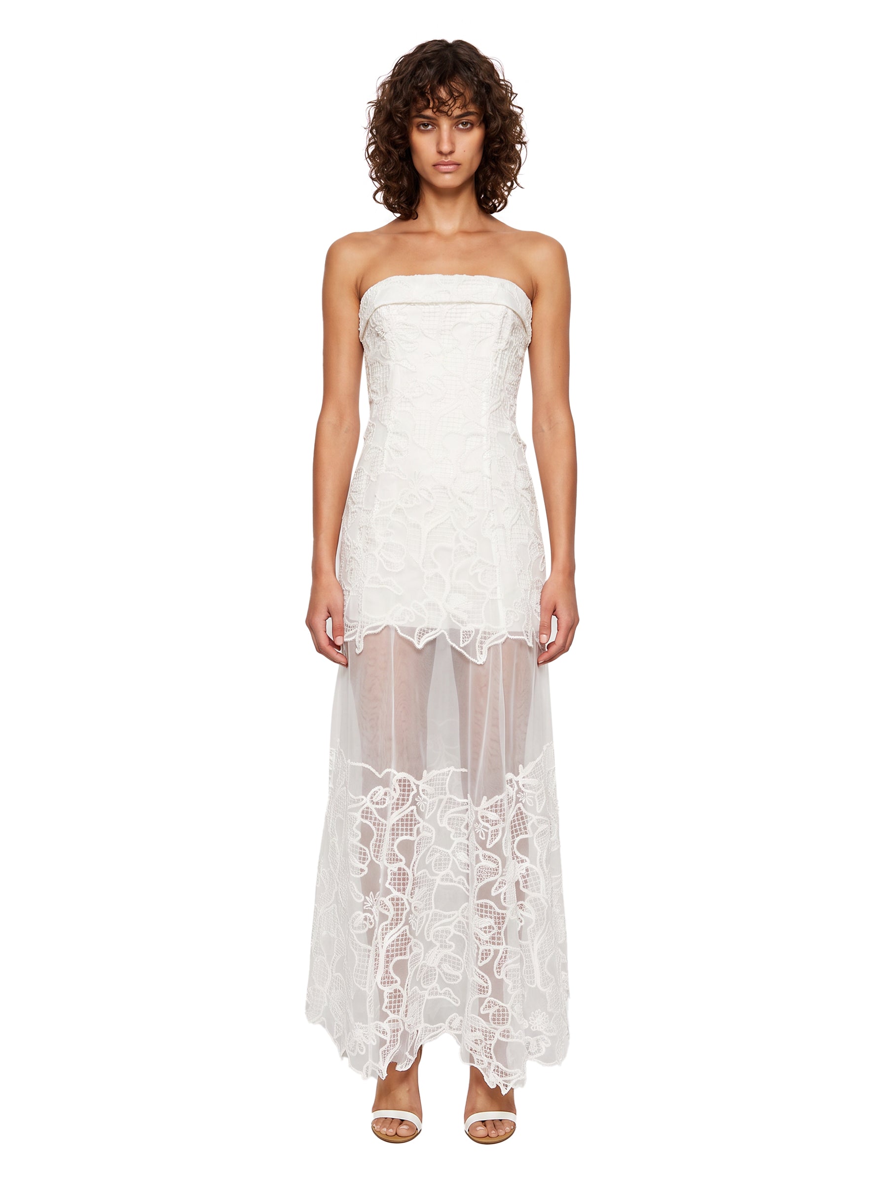 Abito lungo bustier Rennis in bianco 