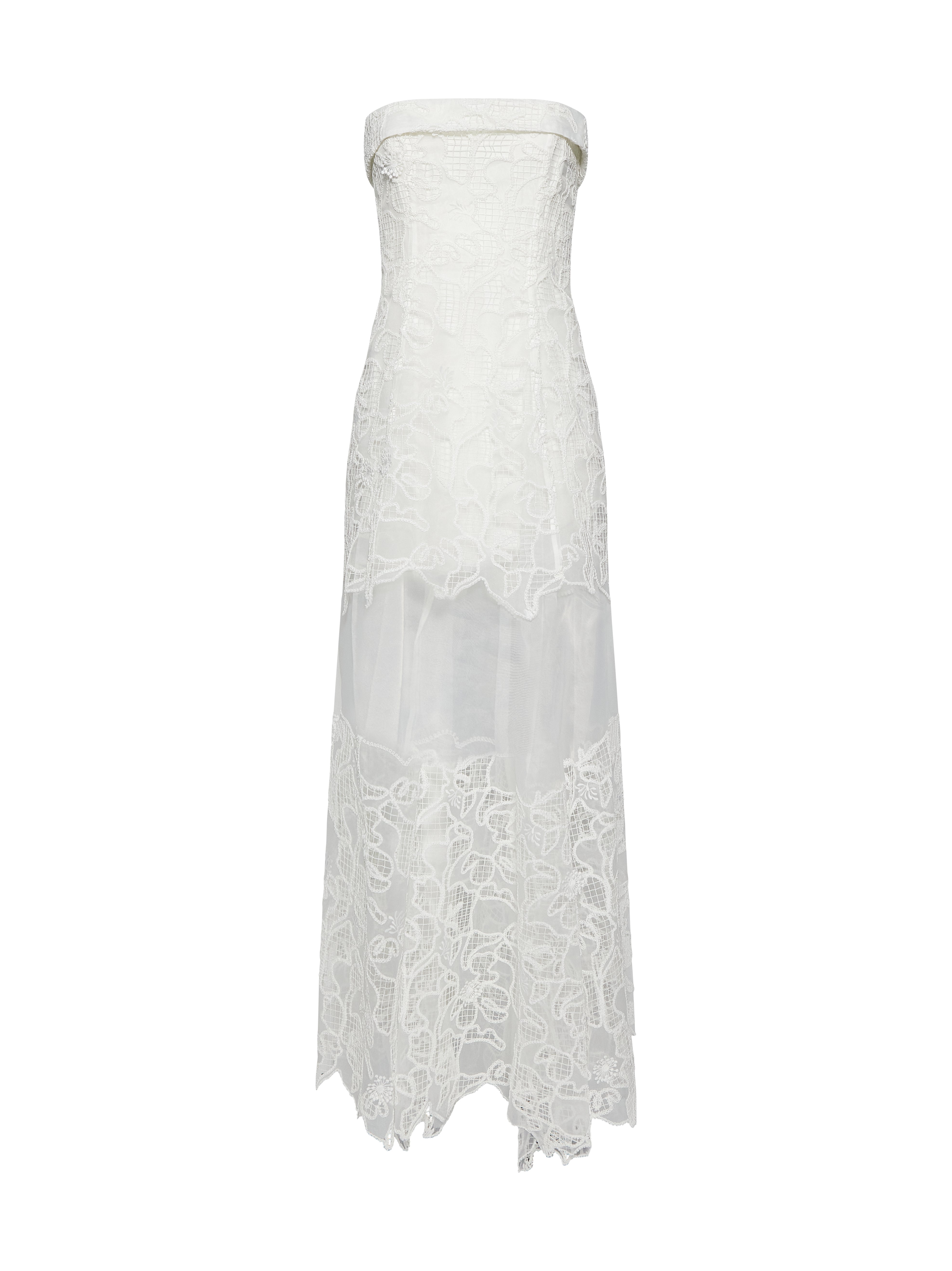 Abito lungo bustier Rennis in bianco 