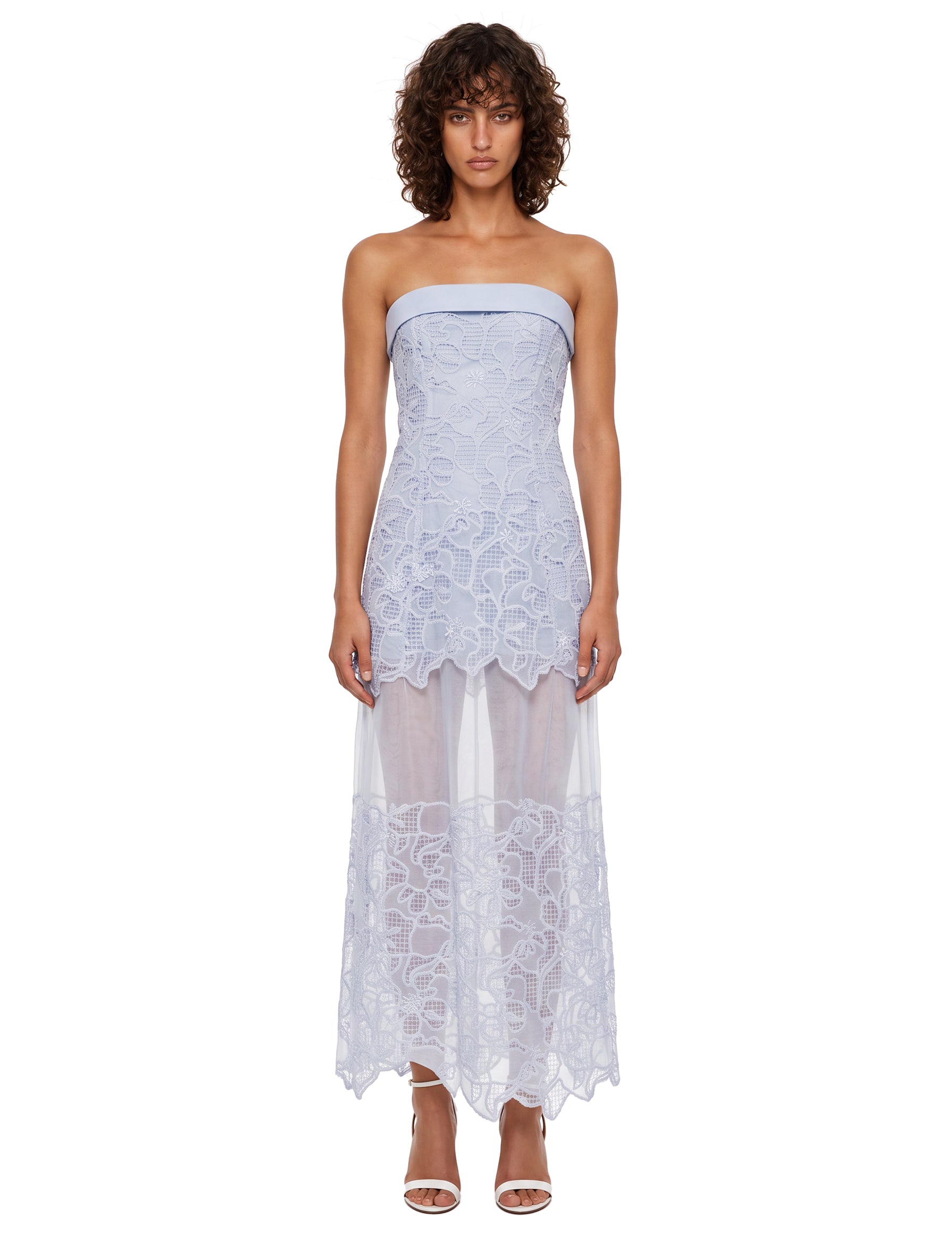 Abito lungo bustier Rennis in azzurro 