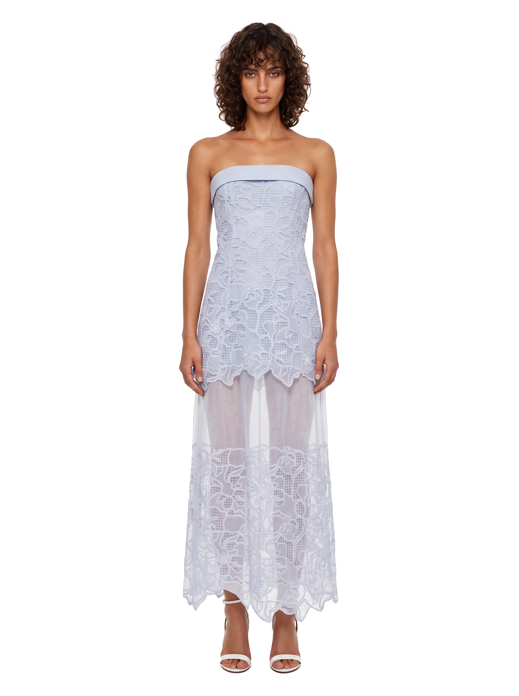 Abito lungo bustier Rennis in azzurro 