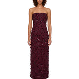 Abito lungo bustier Serafina in bordeaux 