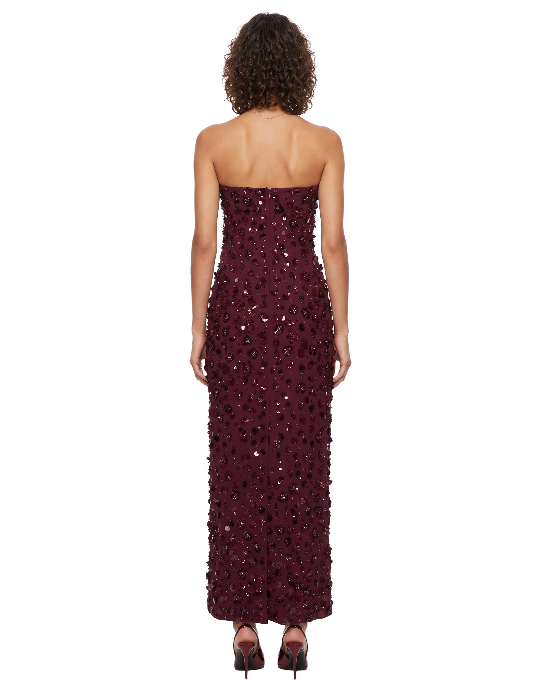 Abito lungo bustier Serafina in bordeaux 