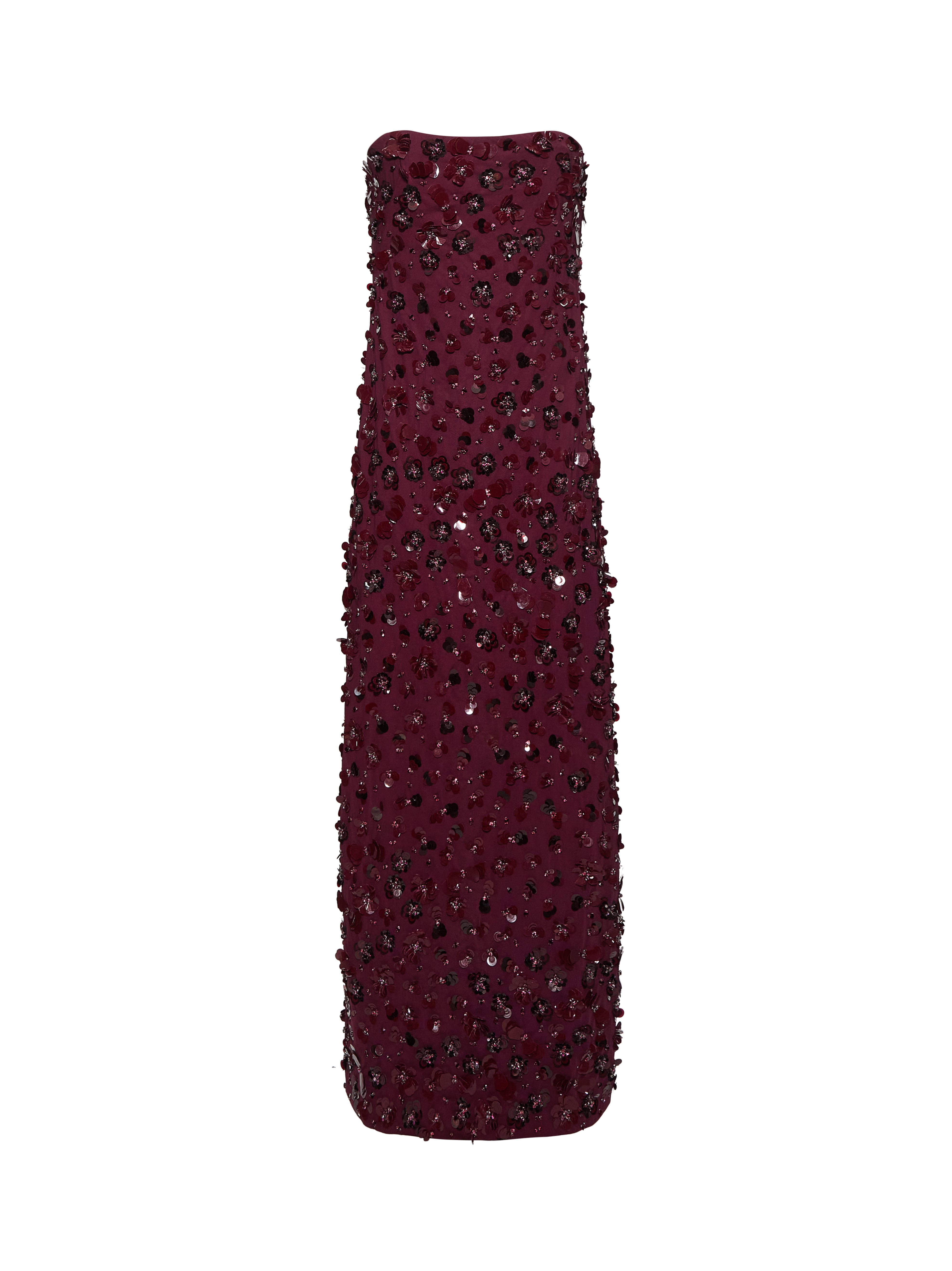Abito lungo bustier Serafina in bordeaux 