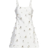 Abito mini Ziva con cristalli in bianco 
