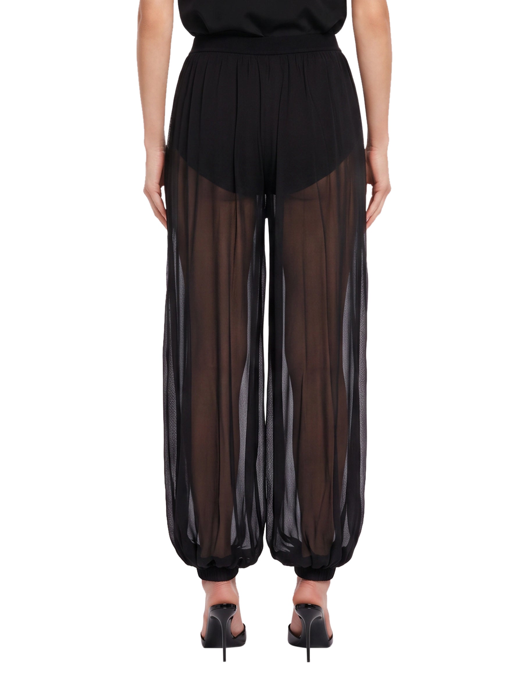 Pantaloni semi trasparenti Flora in nero 