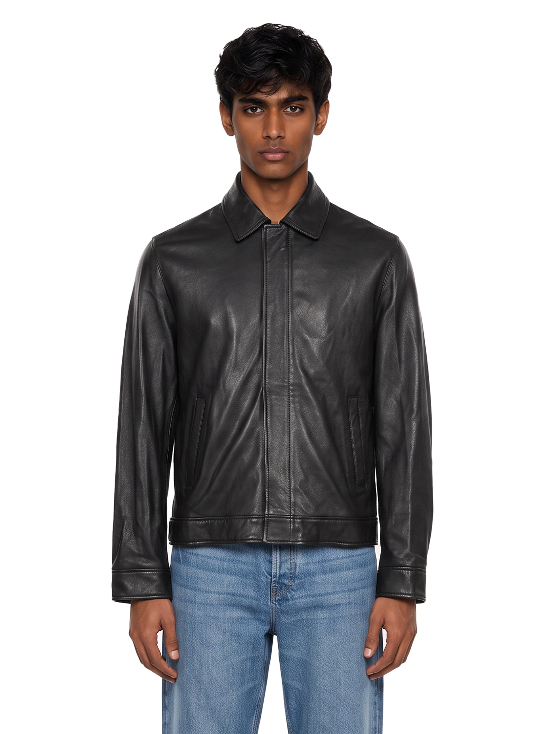 Giacca in pelle in nero 