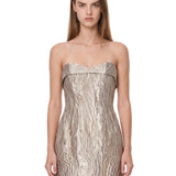 Abito Darcie in jacquard metallizzato oro 