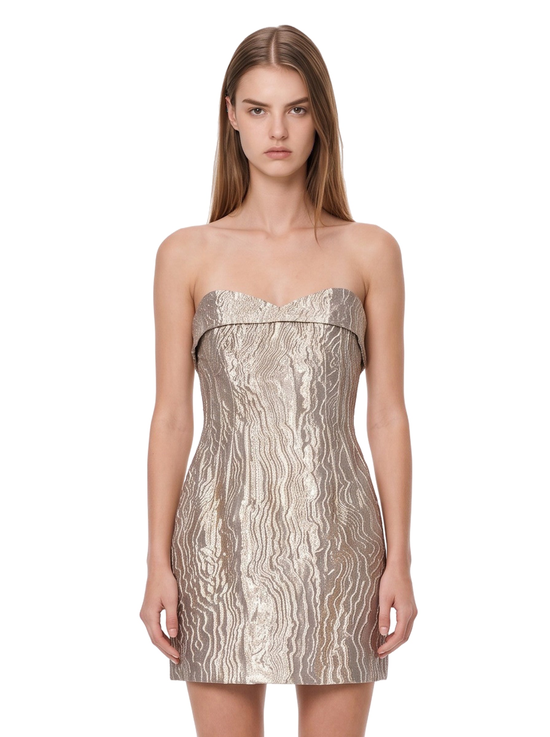 Abito Darcie in jacquard metallizzato oro 