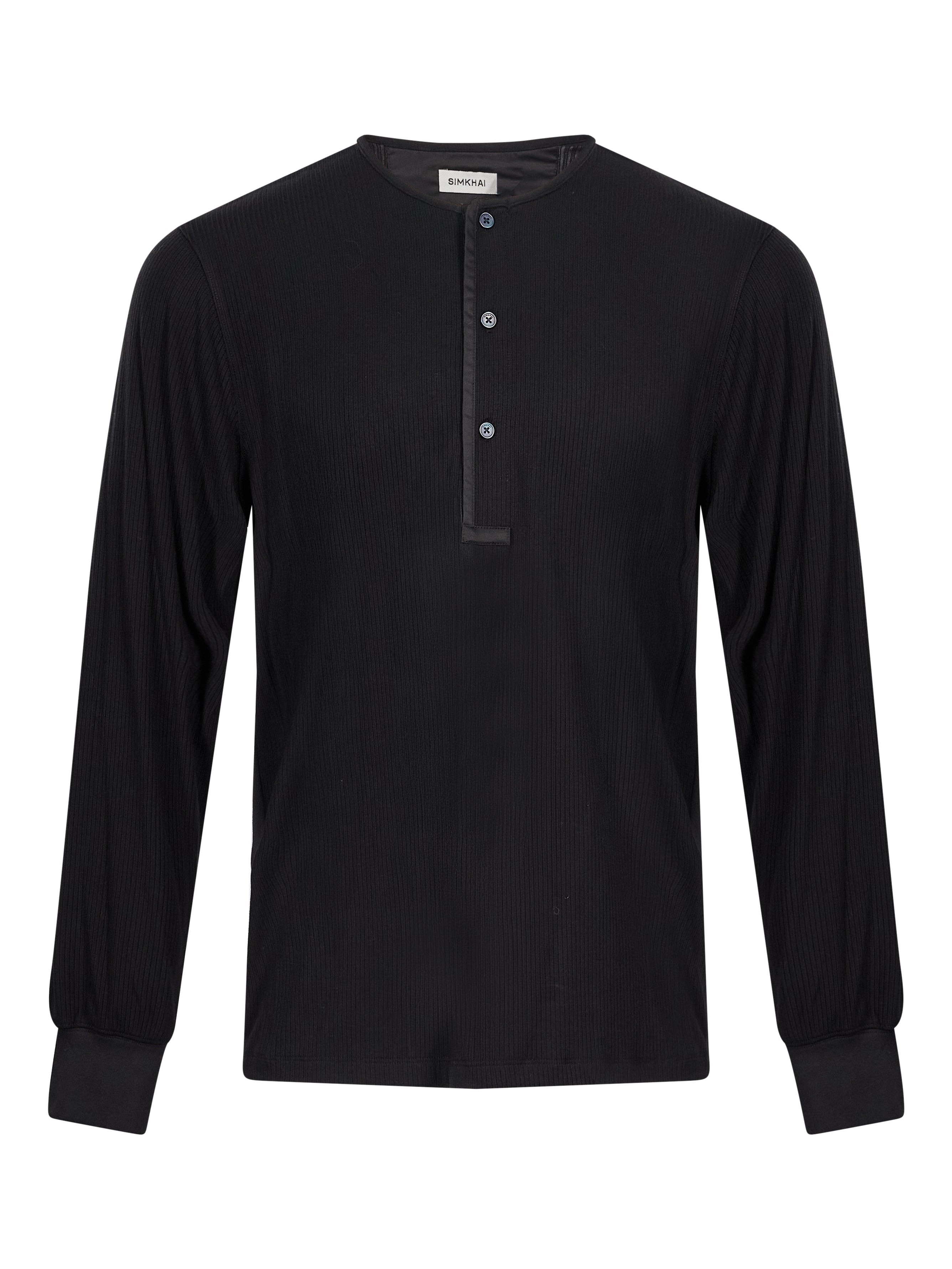 Maglia Henley girocollo in nero 