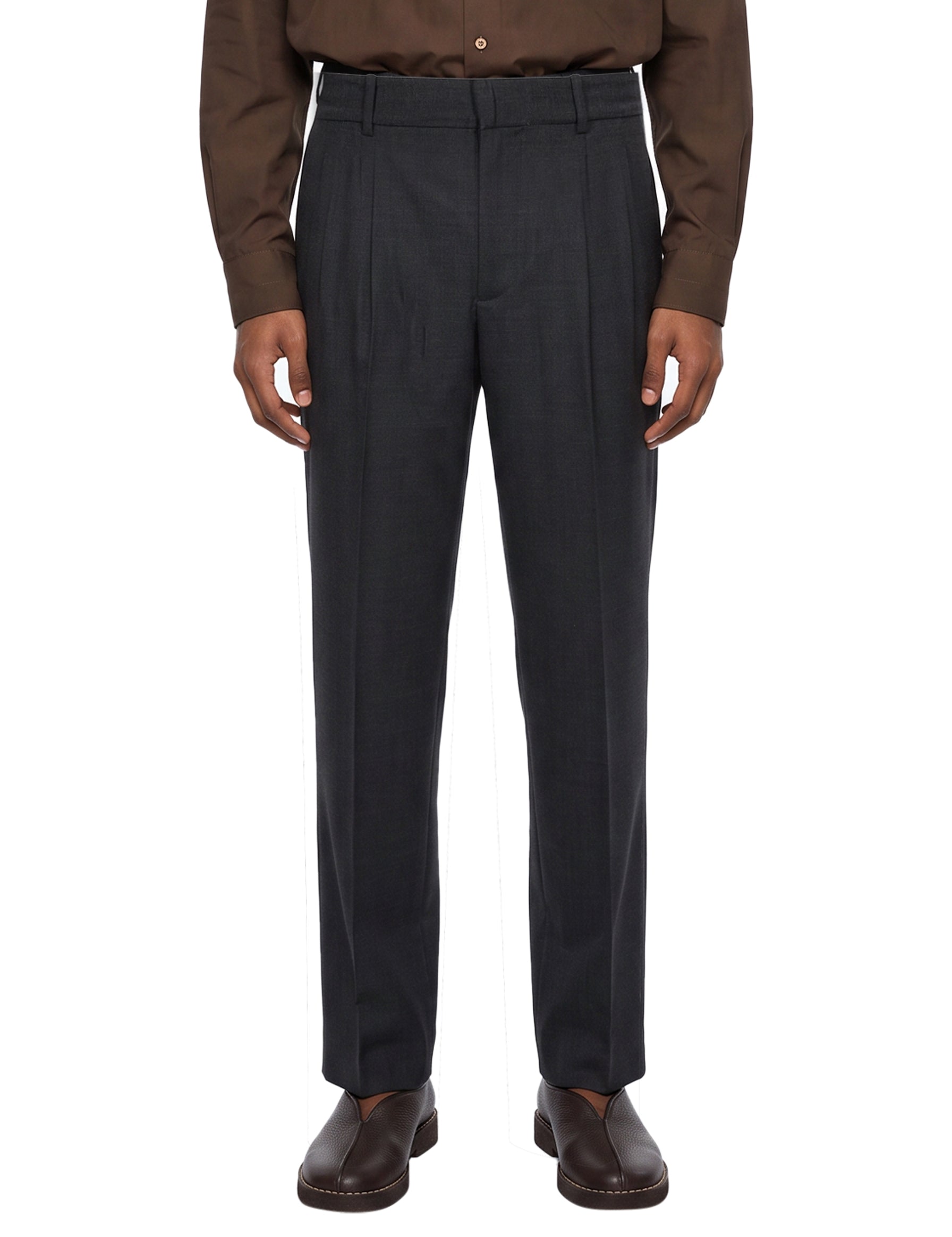 Pantalone con pences in grigio antracite 