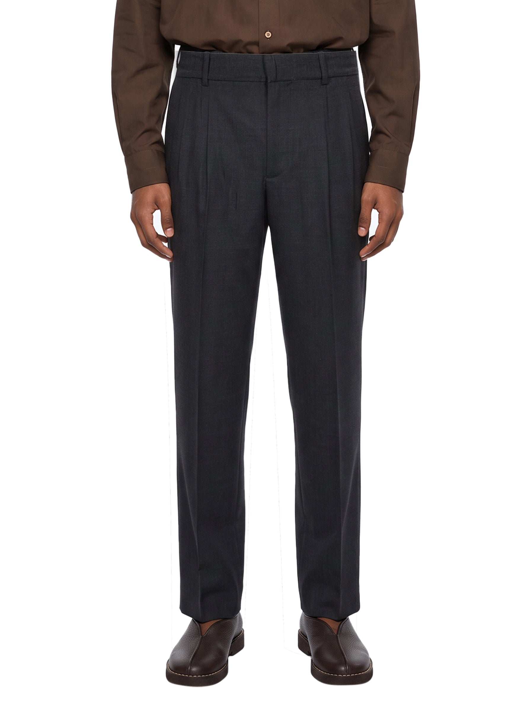 Pantalone con pences in grigio antracite 