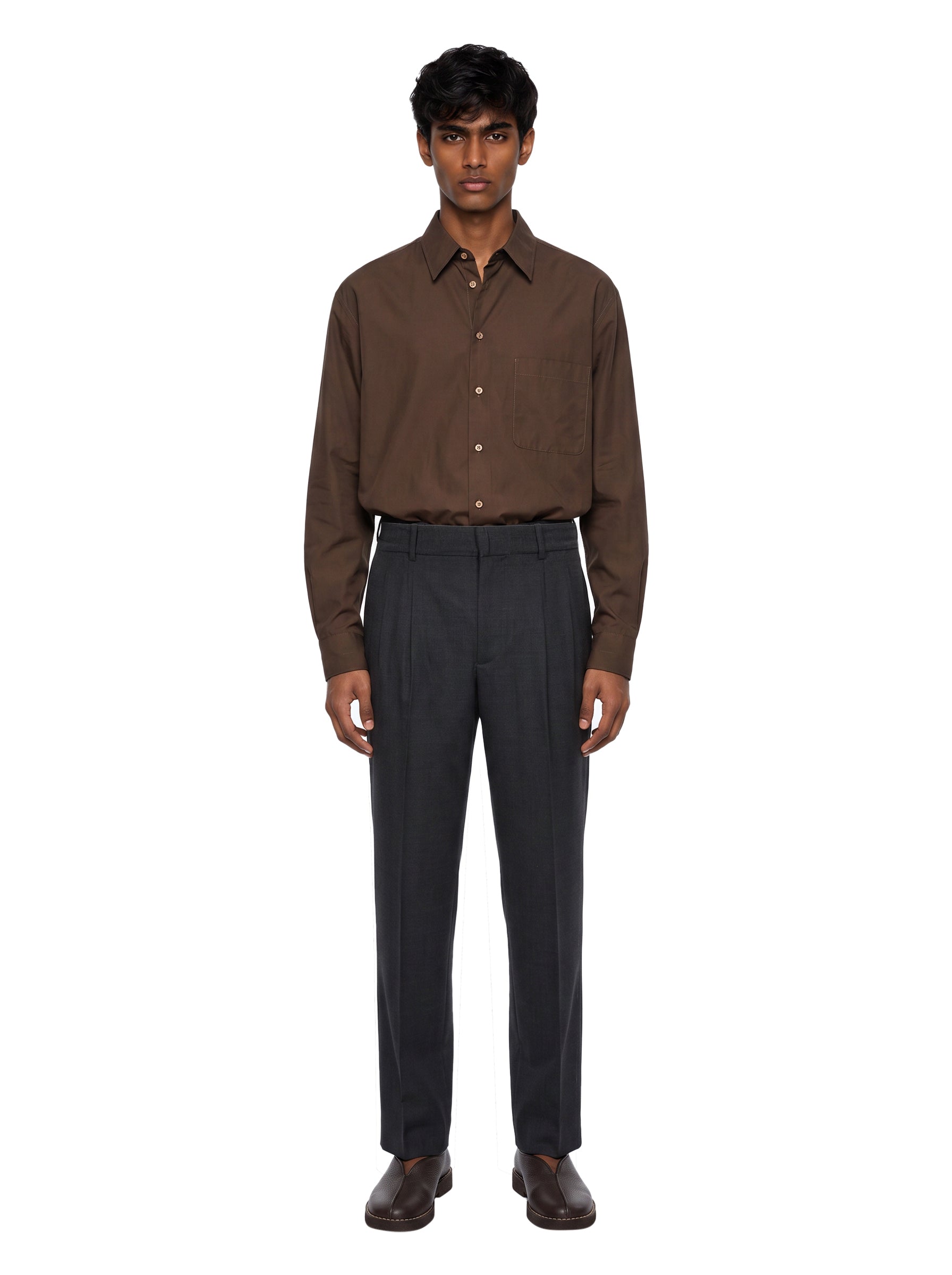 Pantalone con pences in grigio antracite 