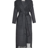 Cappotto Carrie con frange in grigio 