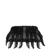 Clutch Pia con perline in nero 