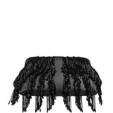 Clutch Pia con perline in nero 
