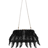 Clutch Pia con perline in nero 