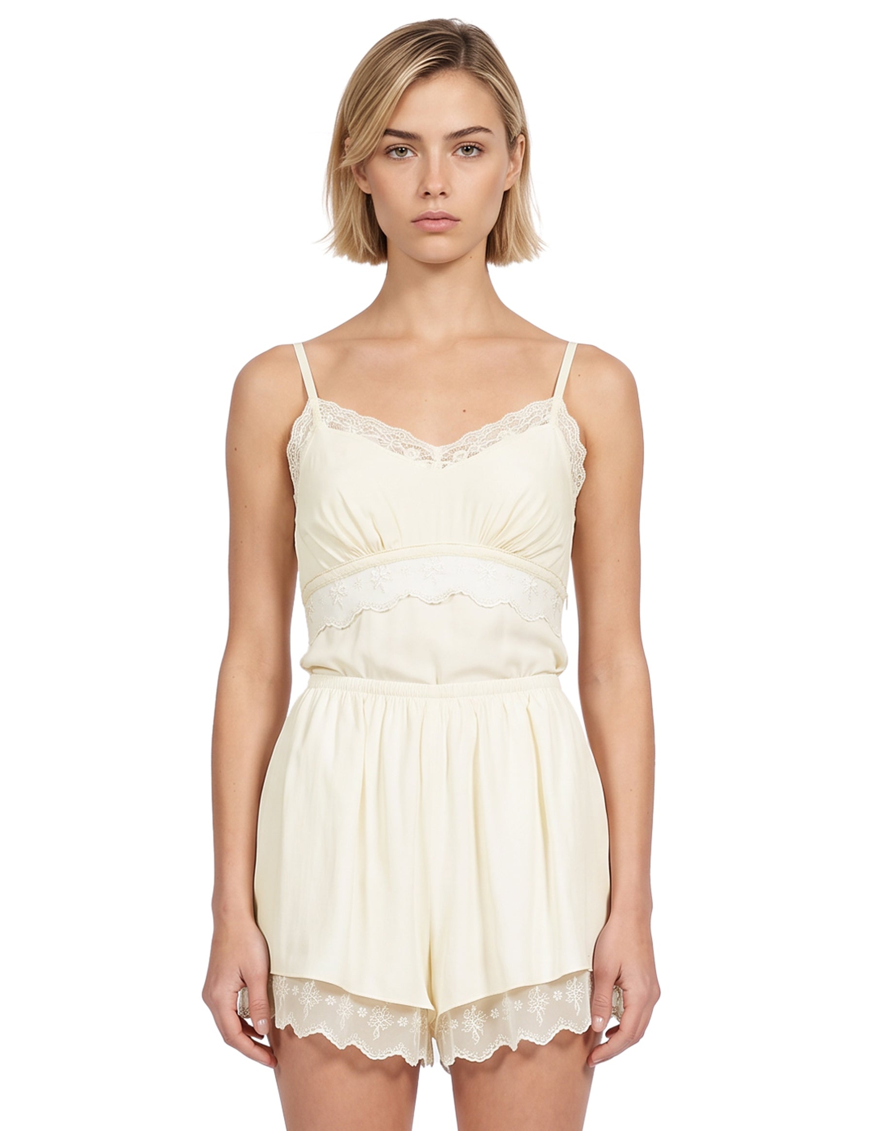 Top in pizzo avorio 