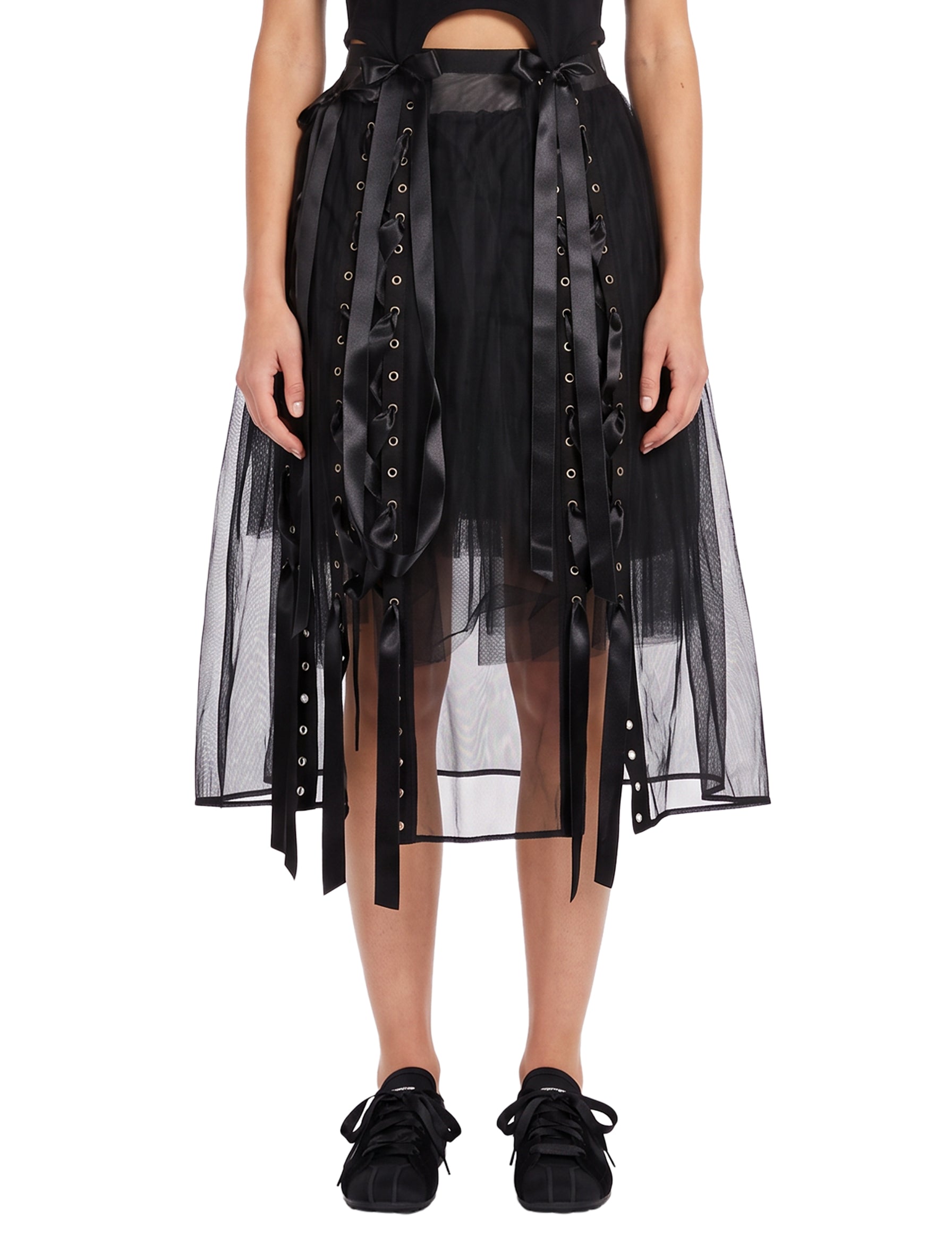 Gonna tulle con nastri in nero 