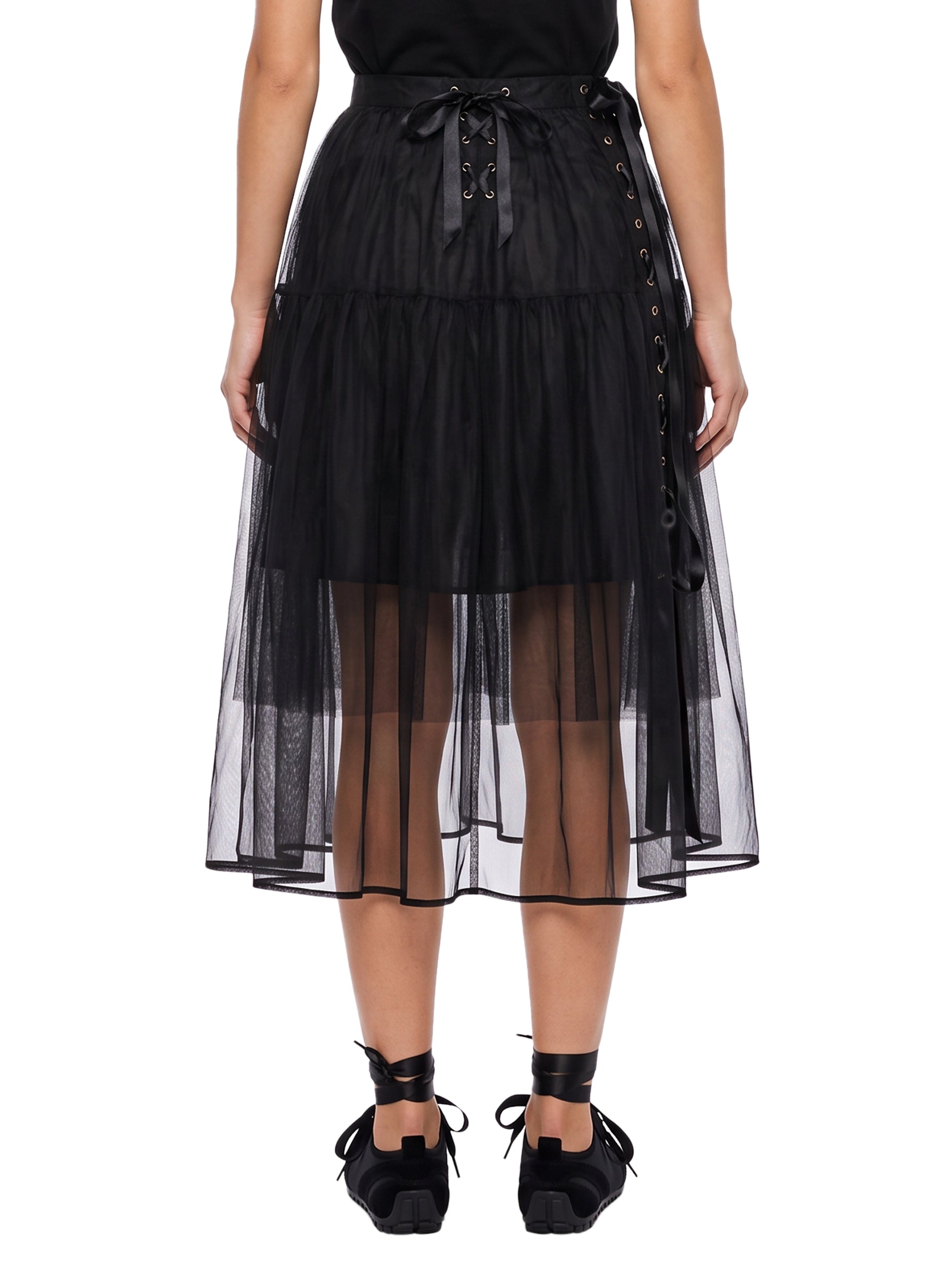 Gonna tulle con nastri in nero 