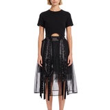 Gonna tulle con nastri in nero 