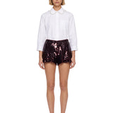 Shorts in paillettes in bordeaux 