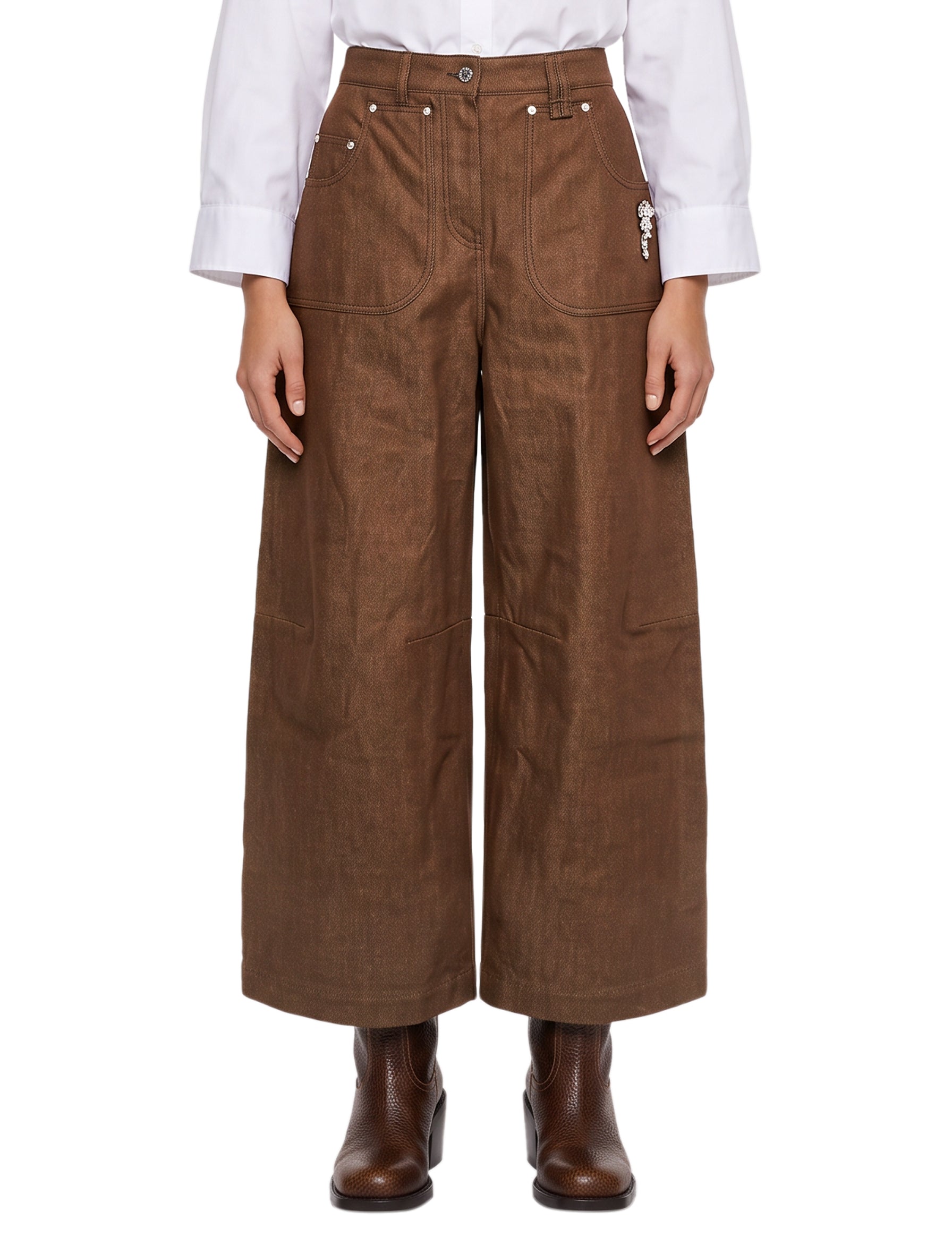 Pantaloni a gamba ampia in marrone 