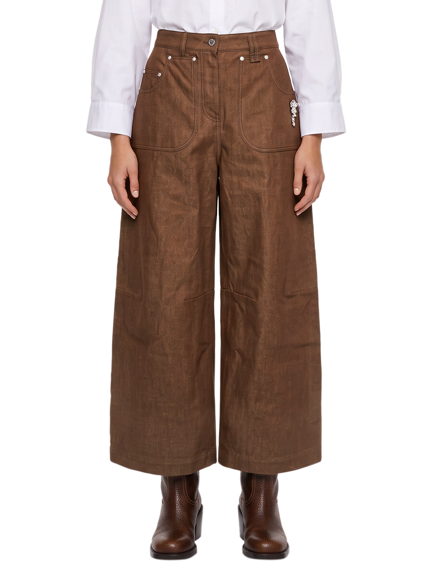 Pantaloni a gamba ampia in marrone 