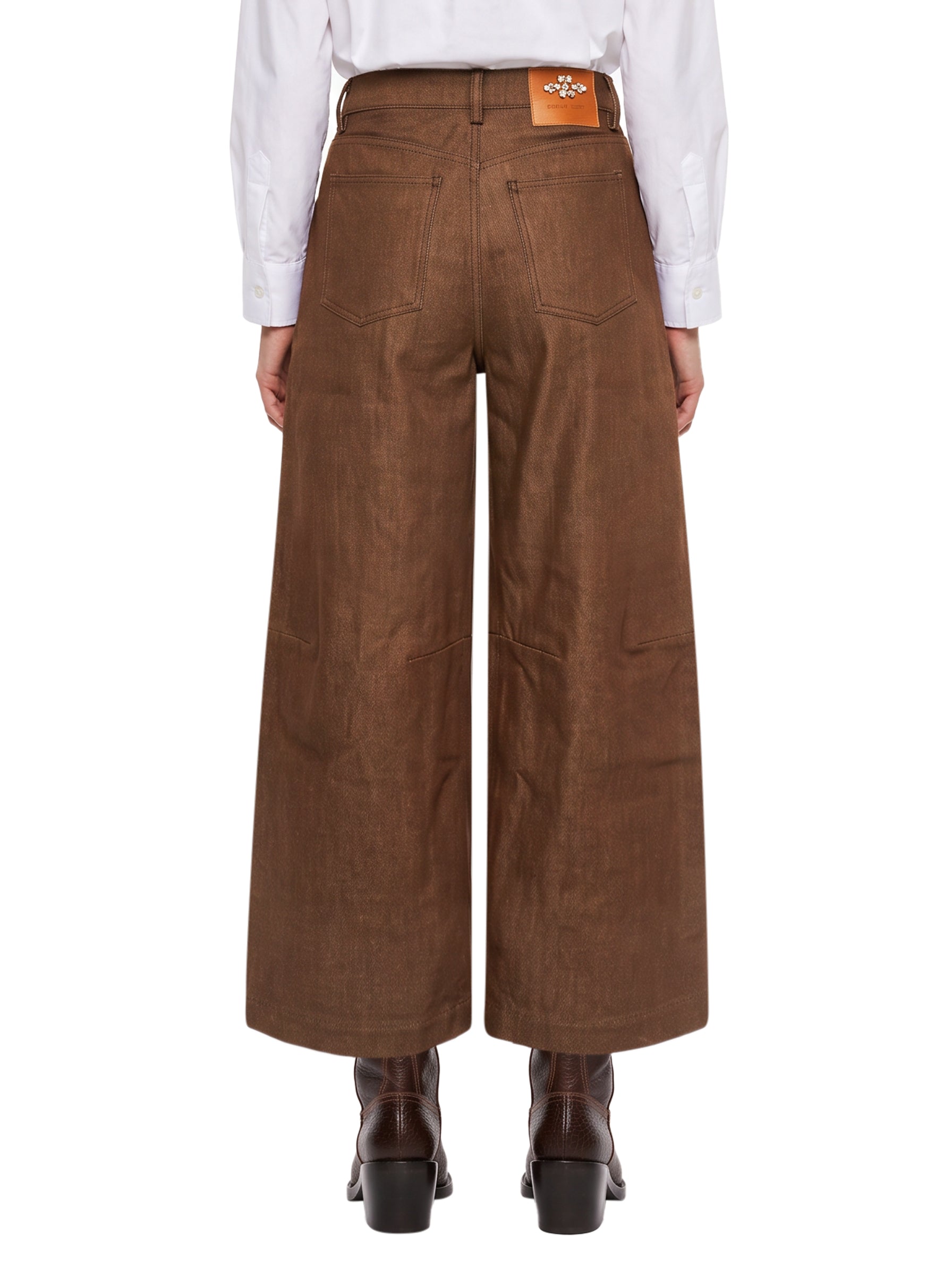 Pantaloni a gamba ampia in marrone 