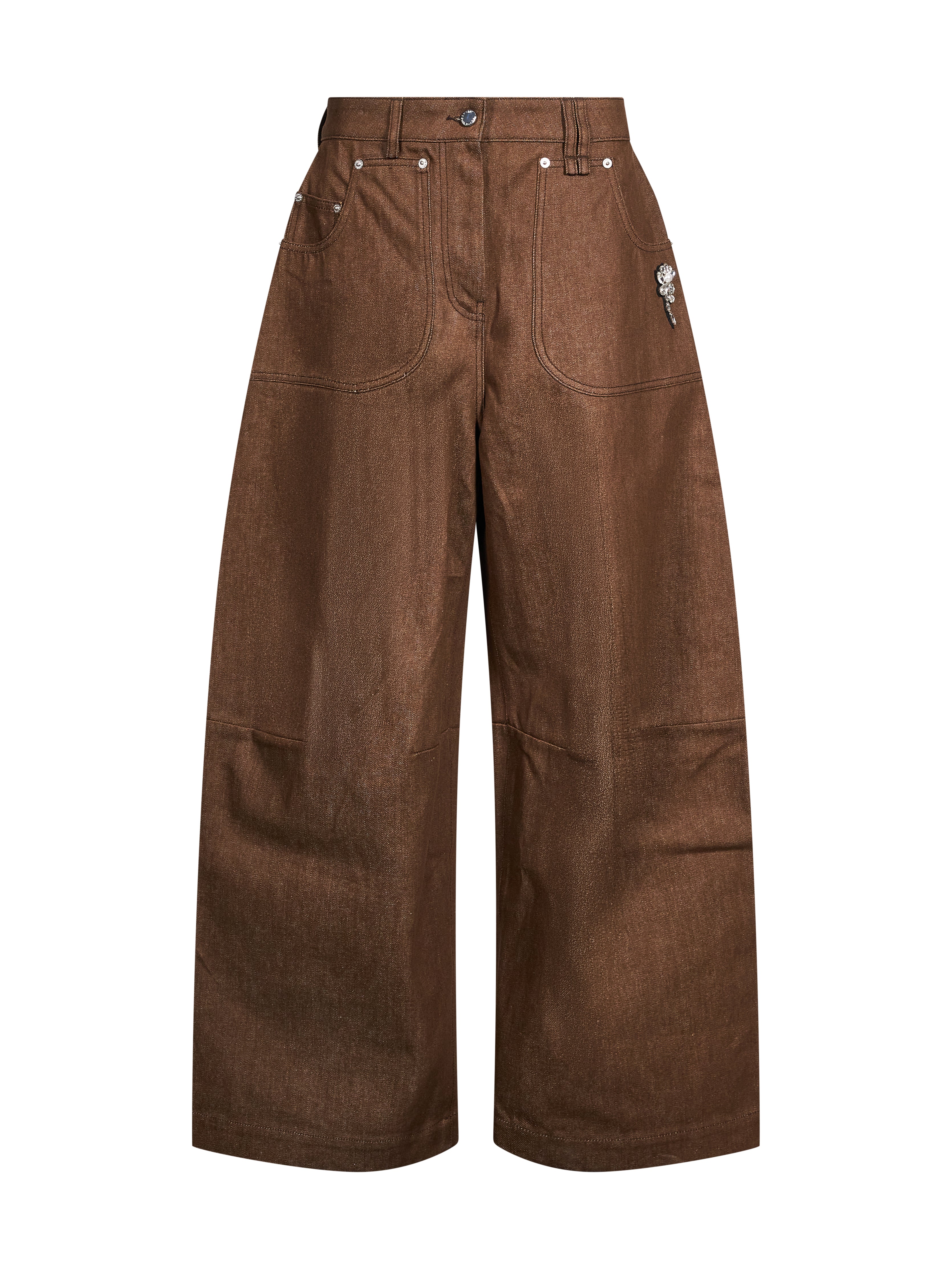 Pantaloni a gamba ampia in marrone 