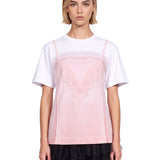 T-shirt con top a contrasto rosa 