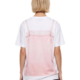 T-shirt con top a contrasto rosa 