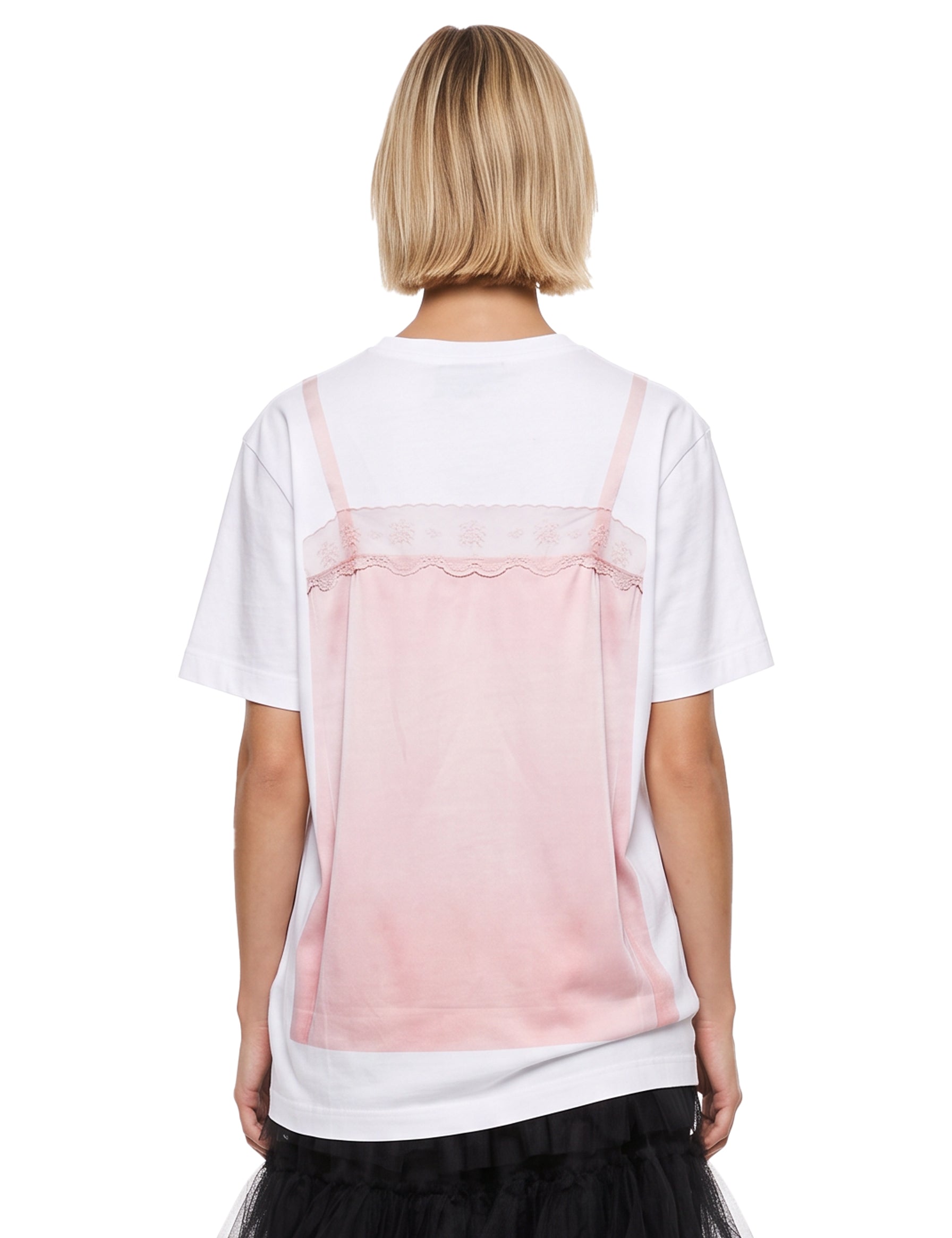 T-shirt con top a contrasto rosa 