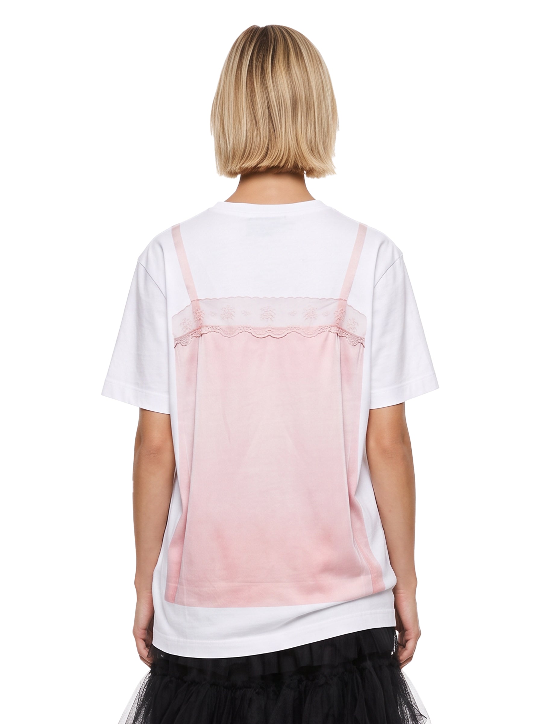 T-shirt con top a contrasto rosa 