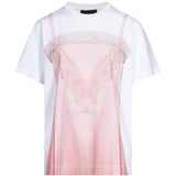 T-shirt con top a contrasto rosa 