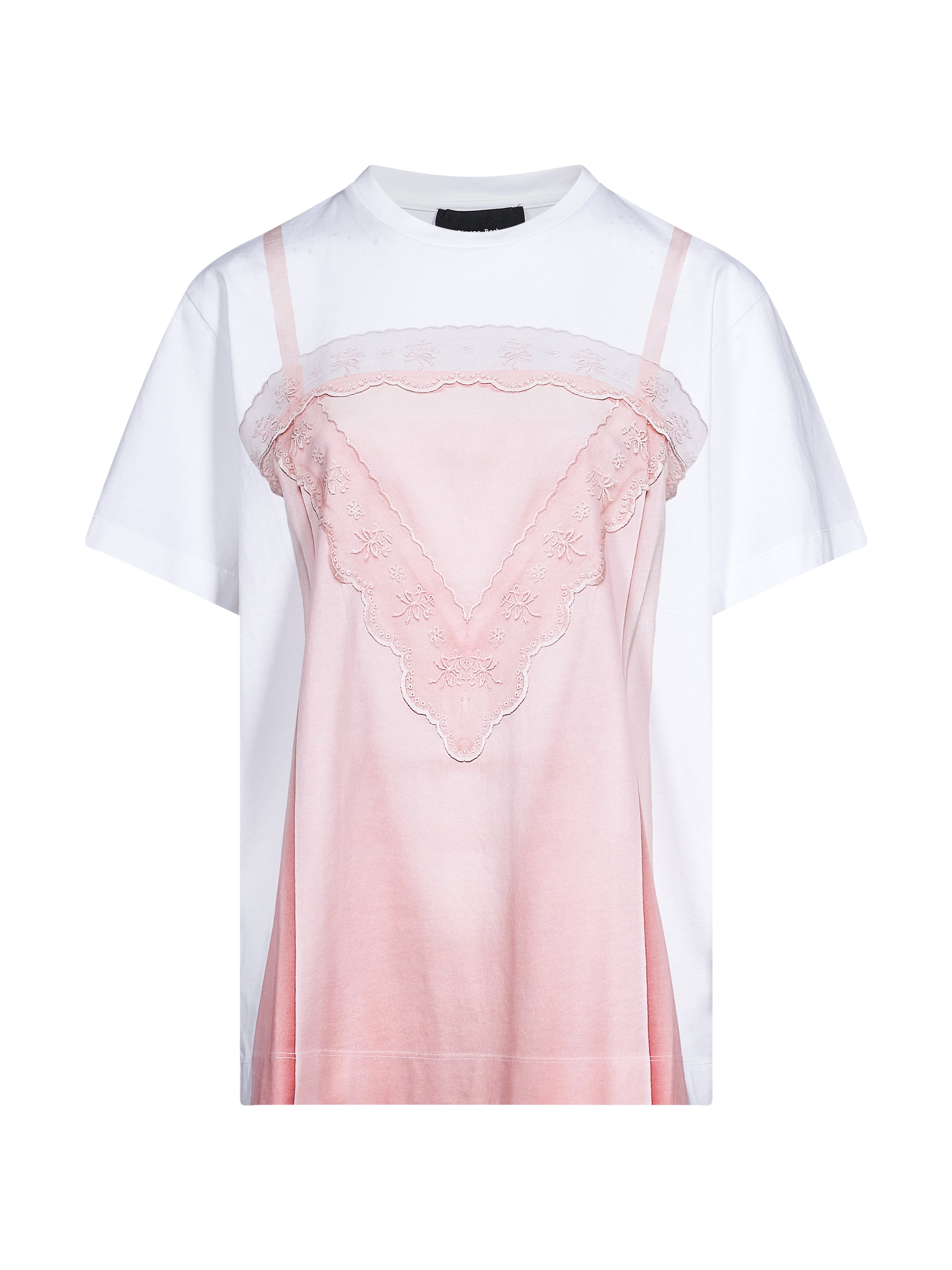 T-shirt con top a contrasto rosa 