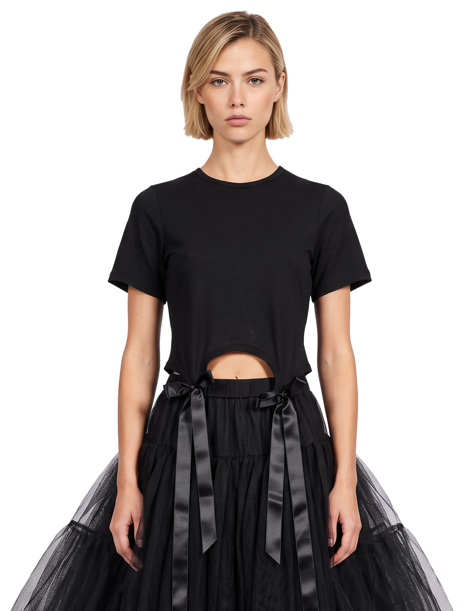 T-shirt fiocco in nero 