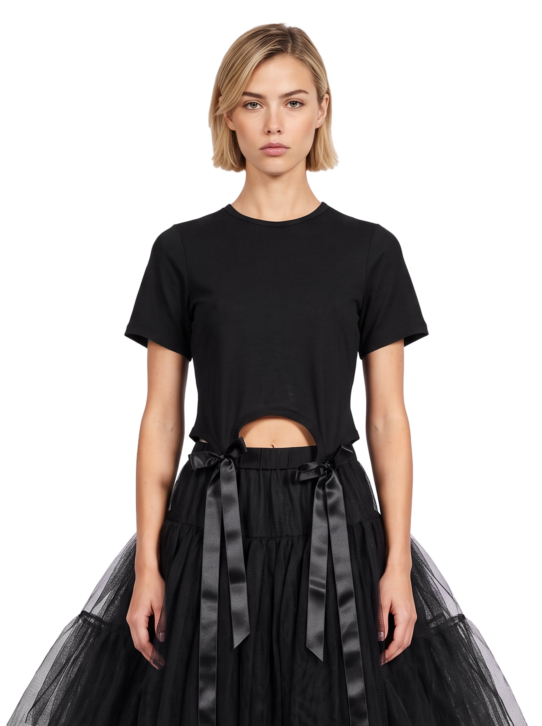 T-shirt fiocco in nero 