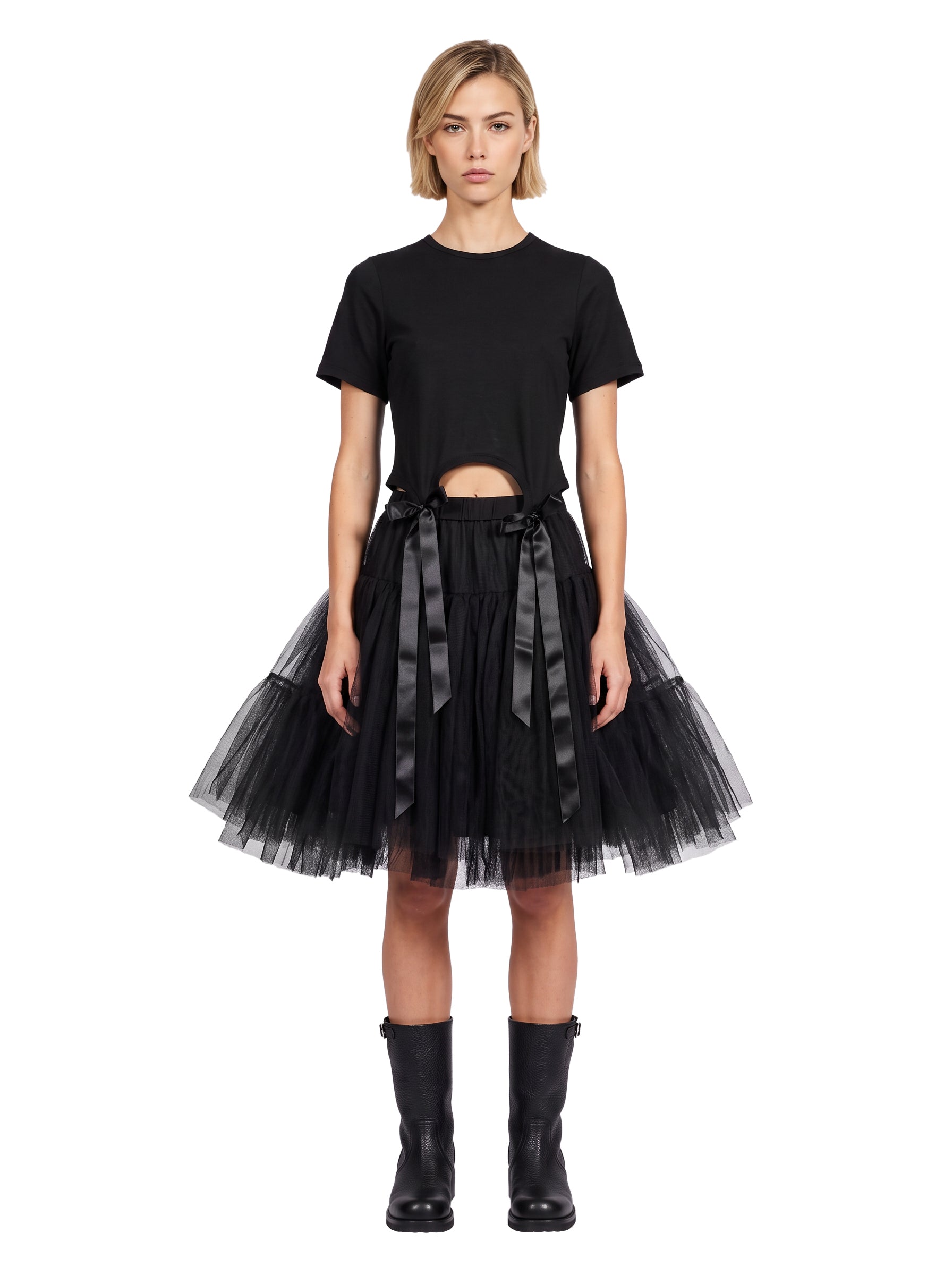 T-shirt fiocco in nero 