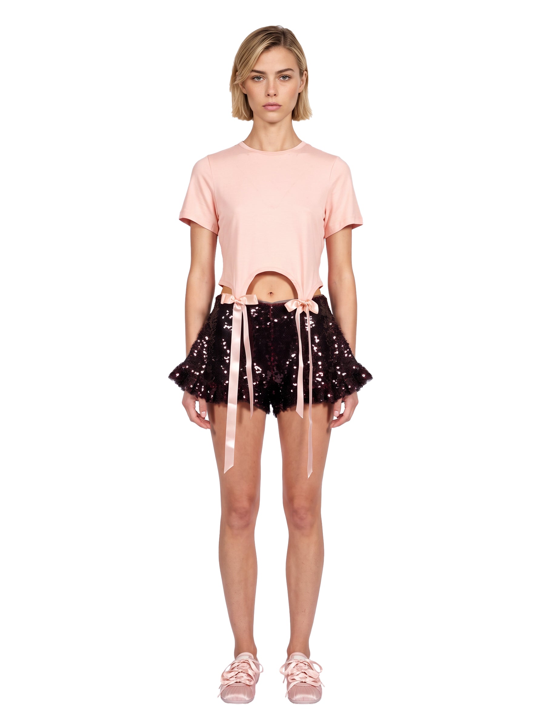 T-shirt fiocco in rosa 