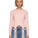 T-shirt con fiocchi in rosa 