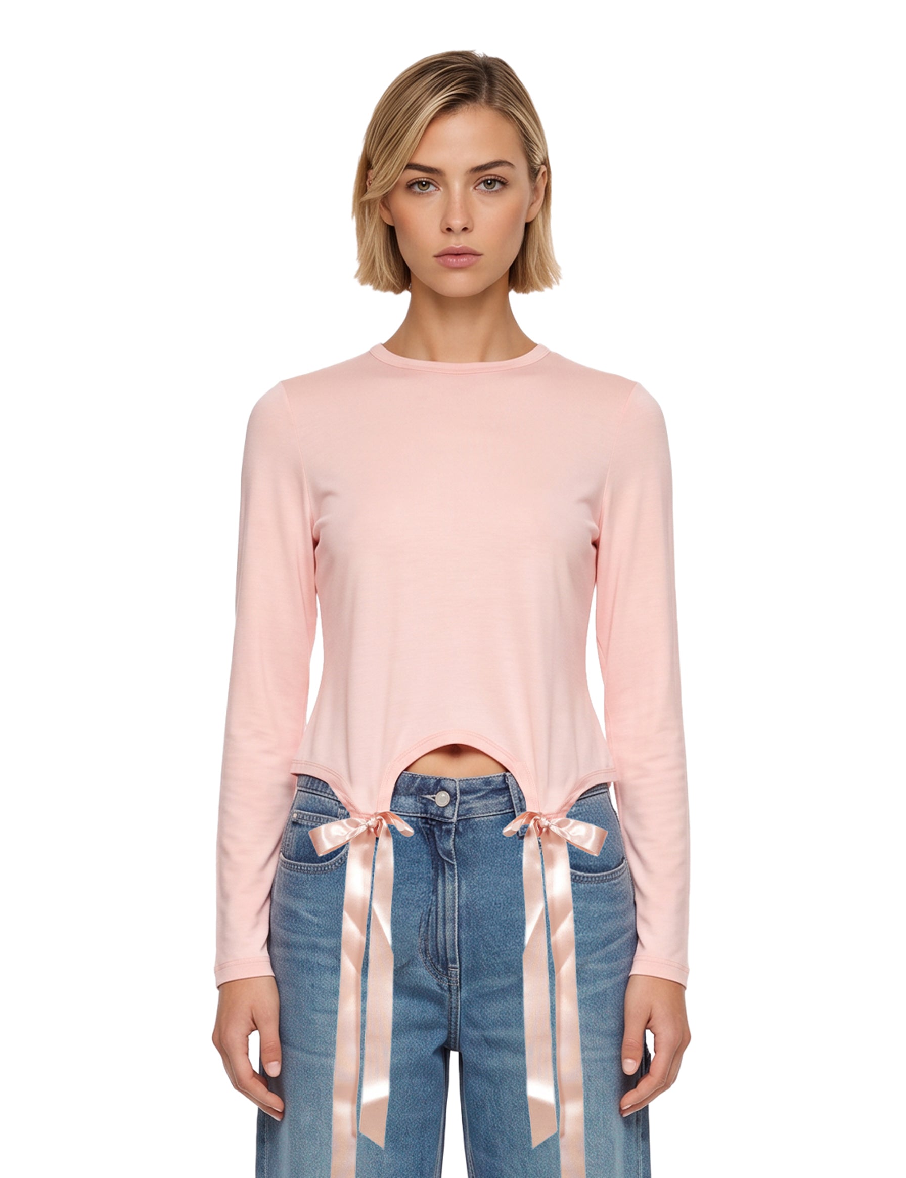 T-shirt con fiocchi in rosa 