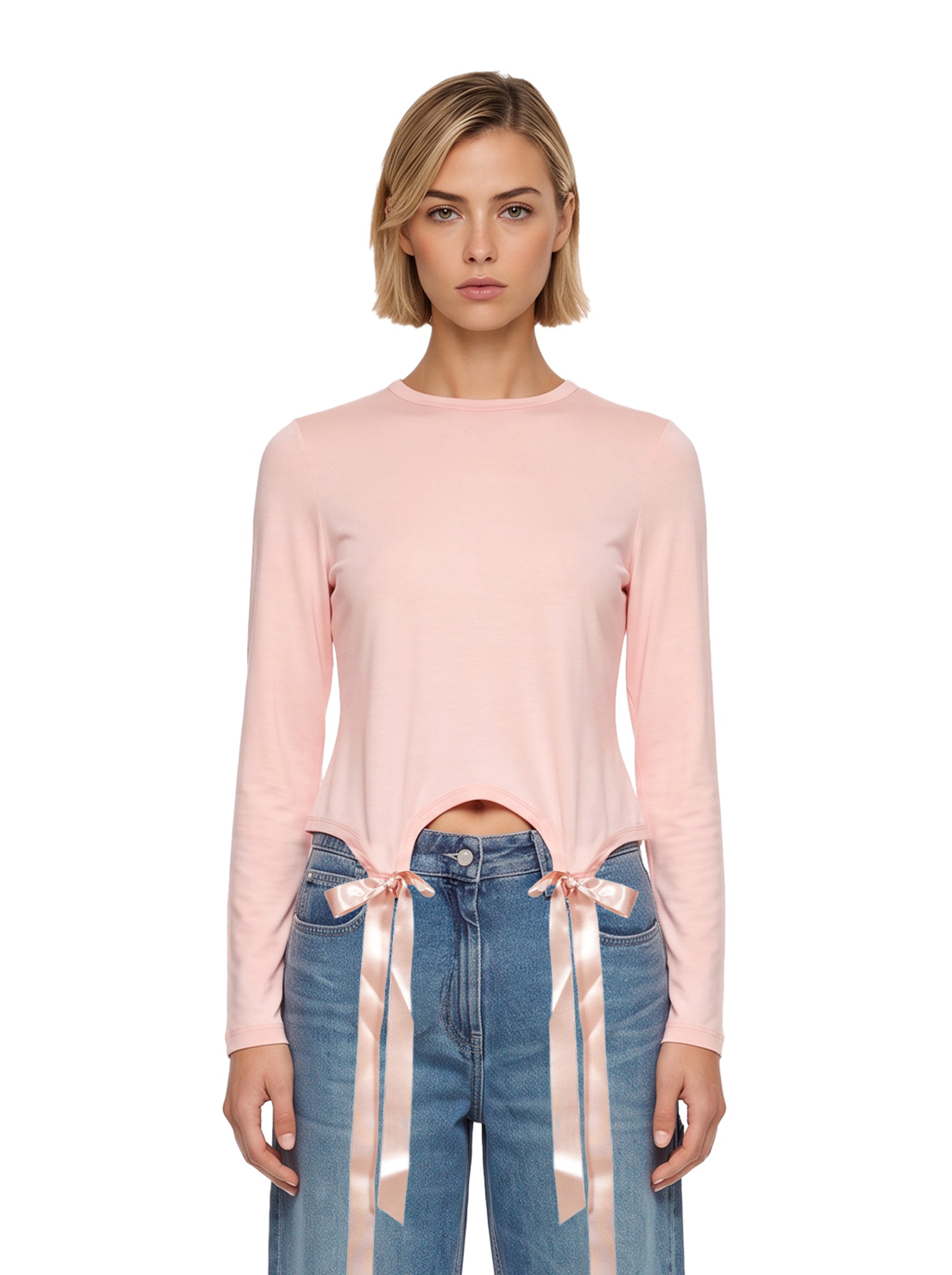 T-shirt con fiocchi in rosa 