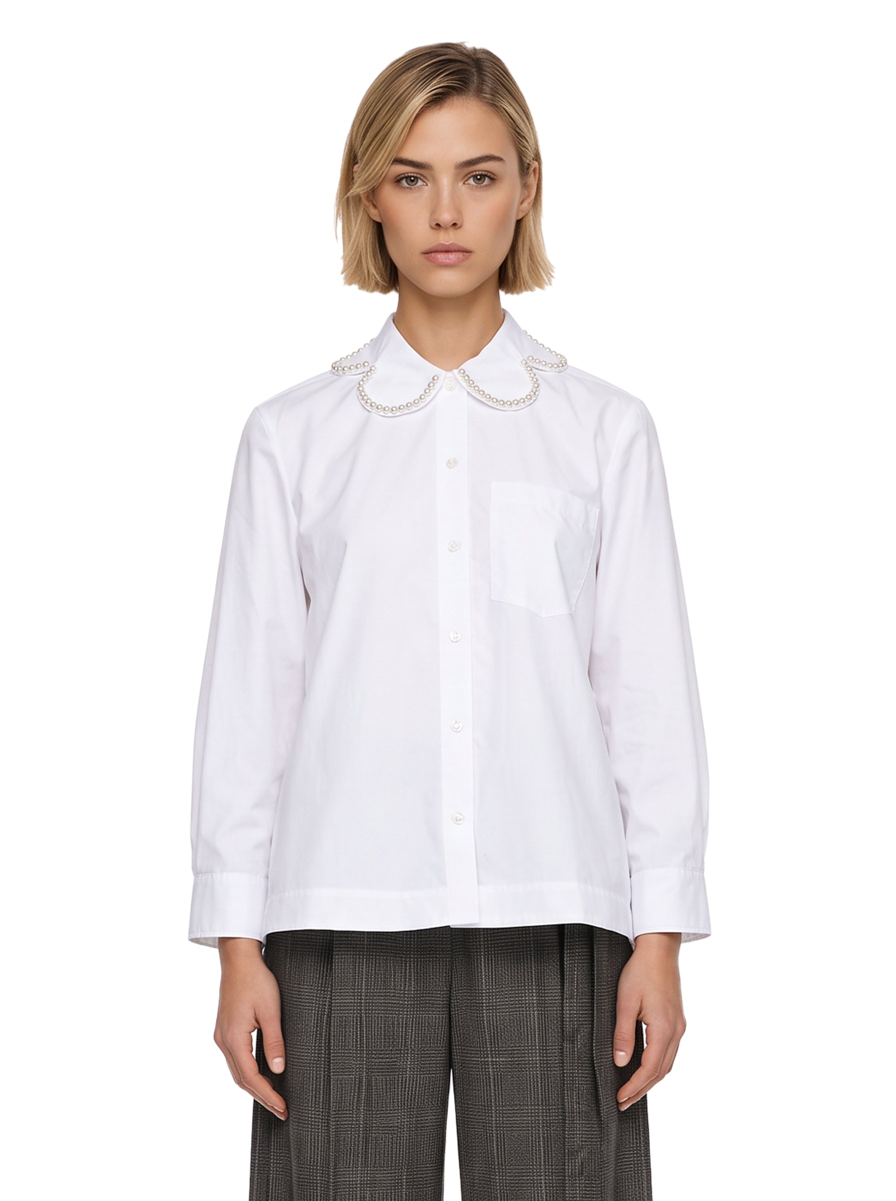 Camicia con perle in bianco 