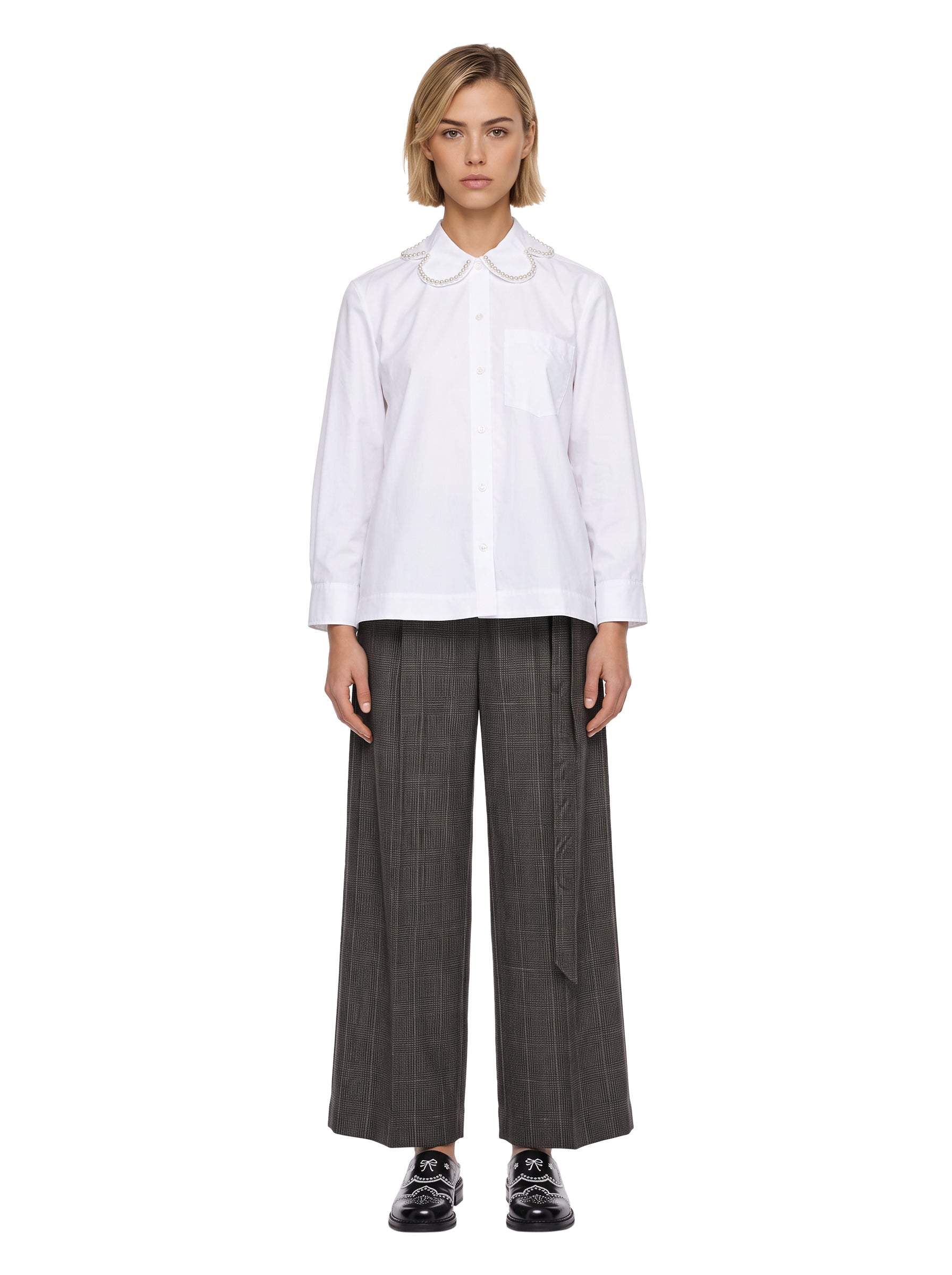 Camicia con perle in bianco 