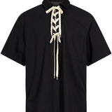 Polo rugby con lacci in nero 